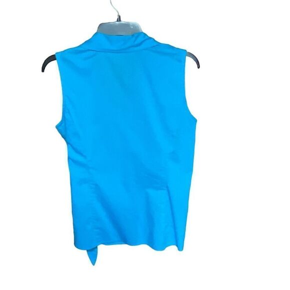 Elementz Top Wrap V Neck Surplice Front Teal Blue Green Button Tie Wrap Medium - Picture 10 of 13